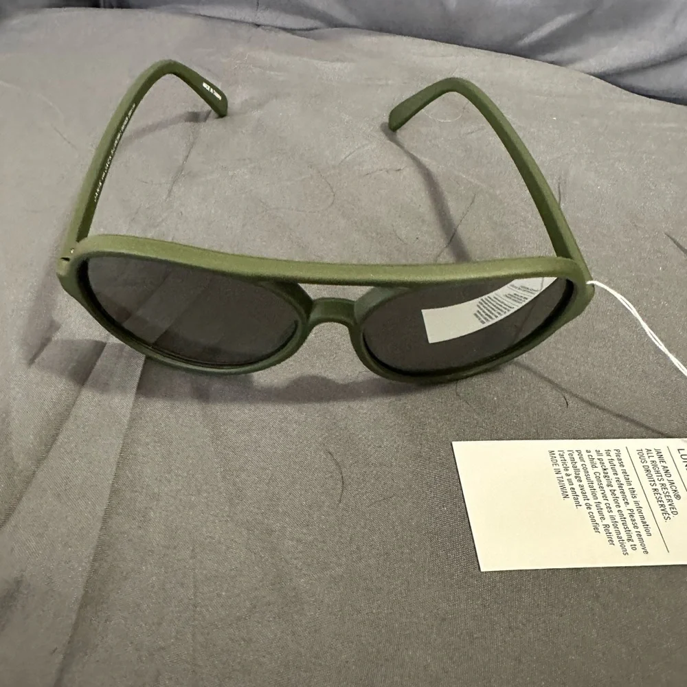 Janie and Jack Olive Green Oval Kids Sunglasses with Dark Lenses